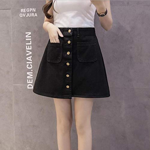 a line denim skirt black
