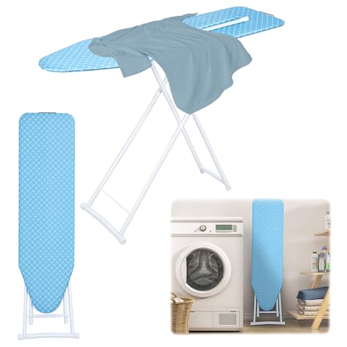 Full-Size Ironing Board - 4-Leg Fold-Up, Height Adjustable Sturdy Iron Stand & Removable Cover, Heavy Duty Compact Board with Rest, 42