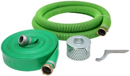 Rubber/PVC All-Weather Suction and Discharge Hose Pump Kit, Blk/Green/Blue, 2" Male X Female NPSM, 2" ID