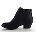 TOP Moda Women's Buckle Straps Stacked Low Heel Ankle Booties Black 8