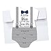 Little Man Baby Shower Blank Invites 10 Pack Fill in Invitations with Envelopes for Baby Shower Bowtie and Suspenders Gray with Navy