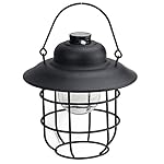 6.25" Black Cup-Shaped Solar Powered LED Outdoor Patio Metal Lantern