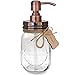 Mason Jar Soap Dispenser - Kitchen & Bathroom, Farmhouse Decor - 16 Oz, Stainless Steel - Rustproof Copper Pump