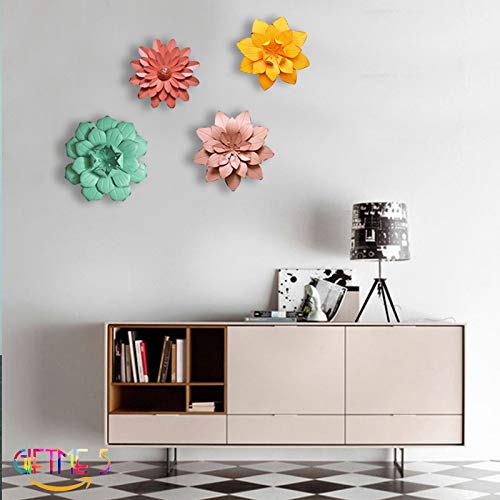 GIFTME 5 Dusty Light Pink Floral Metal Wall Art Decor(11.5x2 inch)