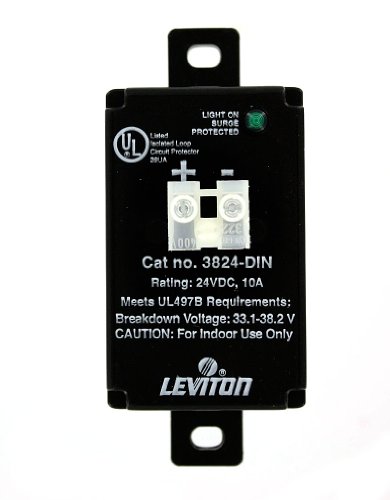 Leviton 3824-DIN 24 Volt DC, 2 Pole, 2 Equipment Cabinet Surge Protective Device, Wired-In Module