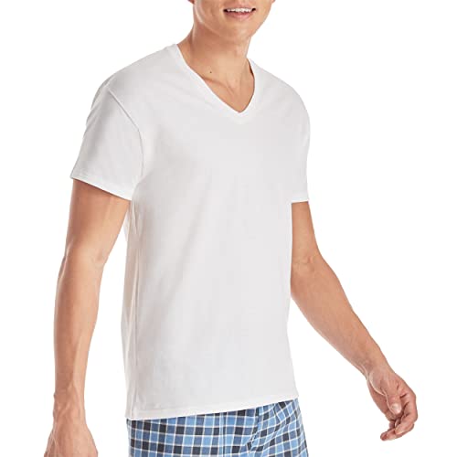 Hanes Men Hanes Men's Tagless Cotton Vneck Undershirts Tees, Multiple