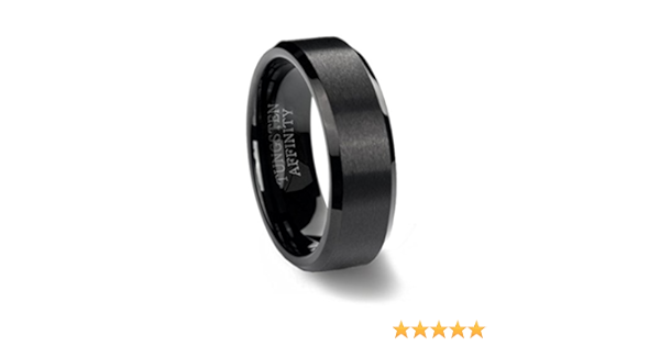 Brushed Finish Black Tungsten Ring Beveled Edges 7mm Width Amazon Com Brushed Finish Black Tungsten Ring Beveled Edges 7mm Width Amazon Com
