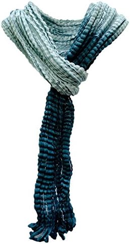 Steel PaisleyMonsoon Crinkle Dip Dye Jacquard Chiffon Scarf Teal Blue Turquoise