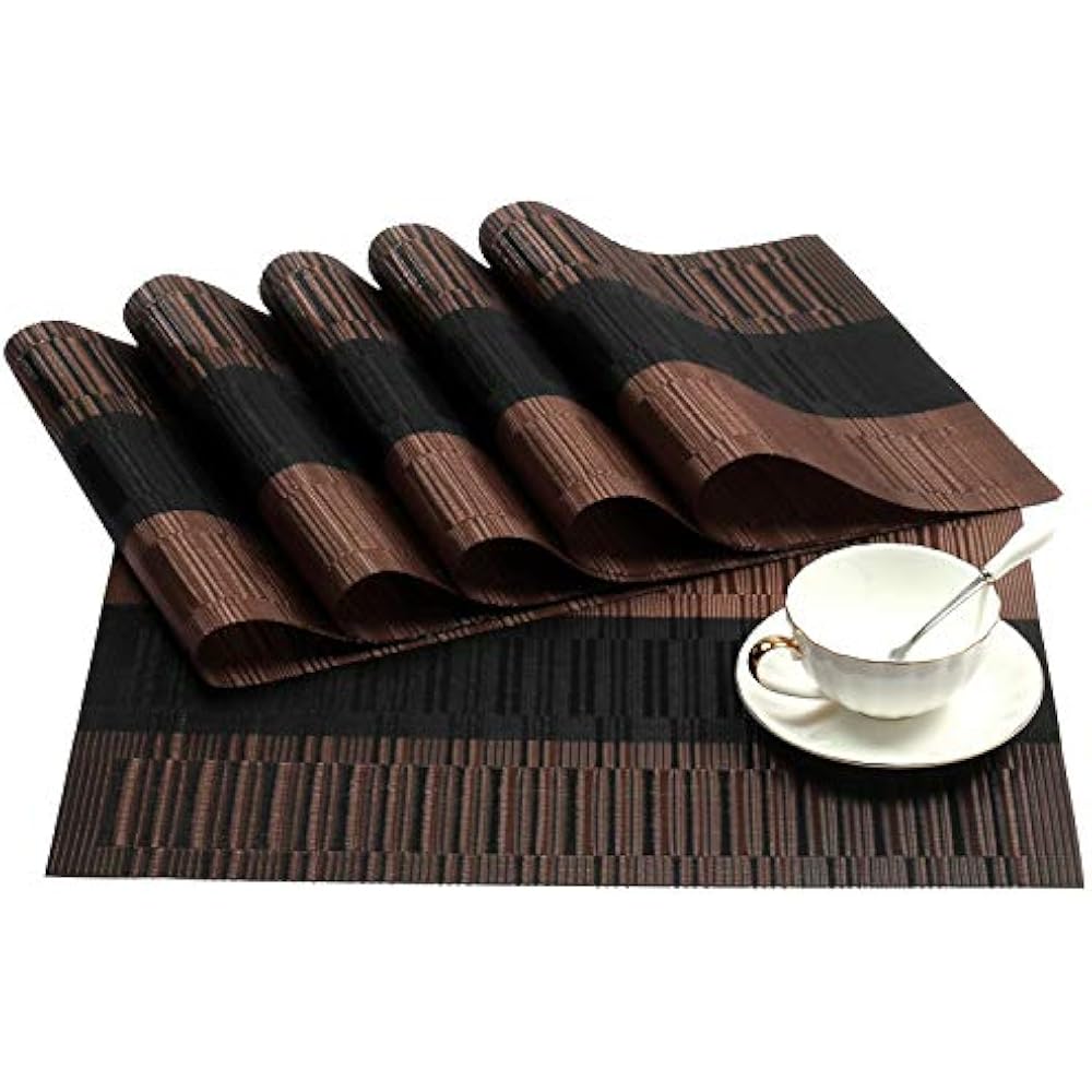 Placemats Set Of 6 Woven Vinyl Mats For Dining Table Heat Resistant Wipeable (6, eBay