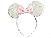 2 Pack Sparkling Silver Mickey/Minnie Mouse Ears Headband For Boys Girls, Parties, Disneyland, More (Sparkling Silver With Pink Bow)