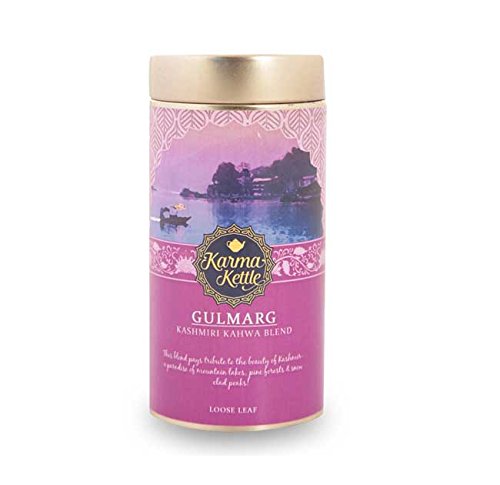 Gulmarg- Authentic Kashmiri Kahwa Tea, Green Tea with Almonds, Saffron, Apricots, Spices, Authentic, Best selling Kahwa blend, Loose leaf 1.76 oz, Aromatherapy tea, Natural Detox tea, 20 cups