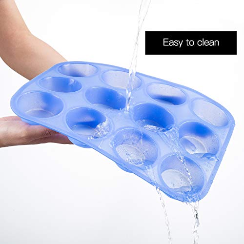 Aokinle Silicone Muffin Pan-Cupcake Baking Pan,12 Cup Bakeware Molds,Non-Stick BPA Free,Tray Tools