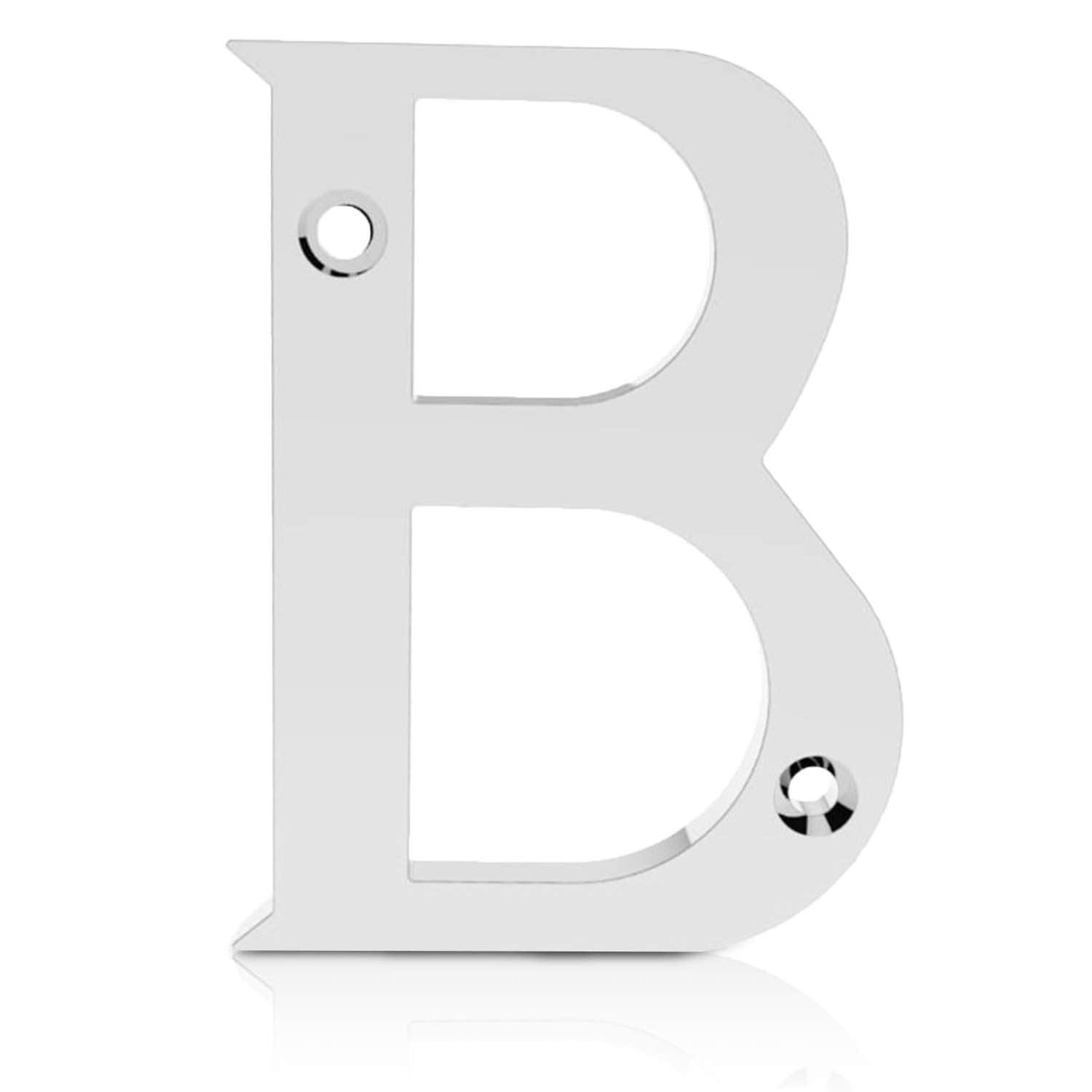 XFORT Polished Chrome Front Door Letter B, House Number Suitable for All Door Types including Wooden, uPVC, and Composite.