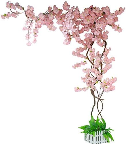 家の庭の装飾 造花ピンク色の人工桜の木の偽のツル