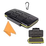 TKDY Memory Card Holder Case, 24 Slots Water-Resistant Shockproof Carrying Storage SD SDHC SDXC Protector Box, with Carabiner for 12 SD Cards and 12 TF/Micro SD Cards.