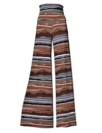 Colección ViV, pantalones tipo palazzo con estampado azteca, tribal o zigzag, con logotipo impreso, para dama.