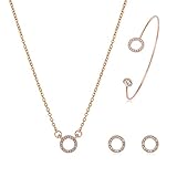 M-Tree Stainless Steel Jewelry Sets - Fashion Cute Circle Necklaces Stud Earring Bracelets For Women