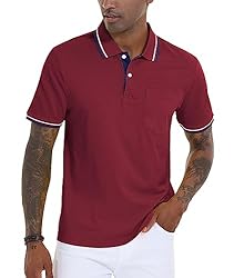 Red Polo Shirts for Men Short Sleeve Tennis Polo