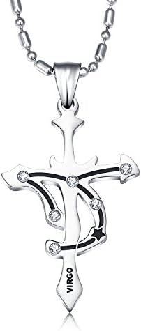 Topda123- Zodiac Romantic Metal Elegant 316L Stainless Steel Chain Zodiac Symbol Pendant Necklace for Men and Women with Nice Gift Box and Bag (Virgo )