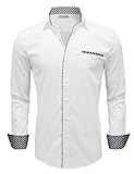 Tom's Ware Mens Classic Slim Fit Contrast Inner Long Sleeve Dress Shirts TWNMS314S-1-310N-WHITE-US M