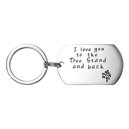 Udobuy I Love You to The Tree Stand and Back Hand Stamped Keychain Gift for Dad Daddy Keychain Hunting Keychain Father Son Hunting Dad Gift