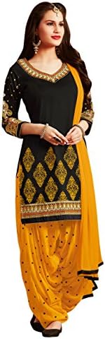 Women's Cotton Unstitched Salwar Suit (PTHSK7052PA_41_Yellow_Free Size)