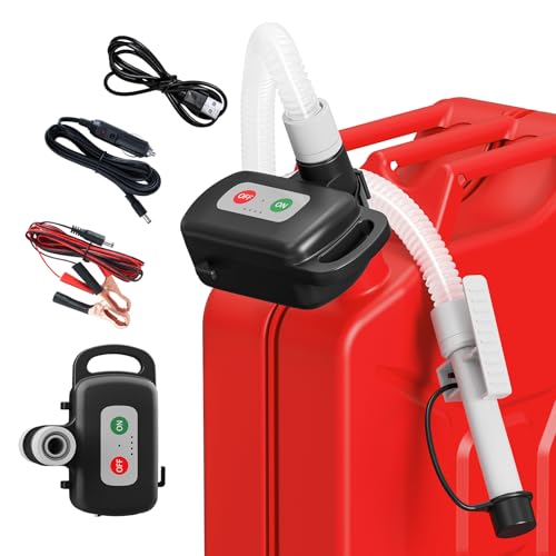 Pompa di trasferimento carburante portatile con sensore di auto-arresto, pompa diesel elettrica 12 L/min con batteria e cavo, pompa olio ricaricabile per taniche, serbatoi di carburante, tosaerba, ATV