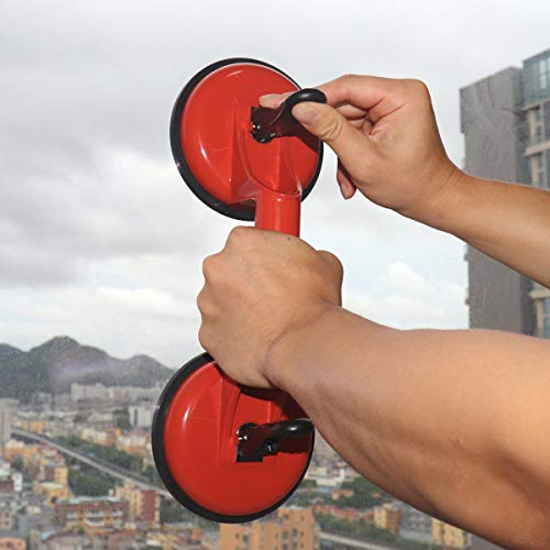 Heavy Duty Aluminum Suction Cup Glass Puller/Lifter/Gripper Double Vacuum Handle Plate for Lifting/Pulling/Moving Glass/Repairing Laminate Floor, by KINGLEV