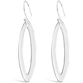 925 Solid Sterling Silver Teardrop Thread Dangling Earrings –Long Open Hypoallergenic Hoop Jewelry