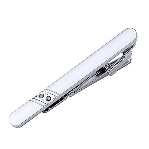 Zysta Stainless Steel Exquisite GQ Tie Bar Clip ,Silver Tone with Clear Czech Crystals, 2.3Inches
