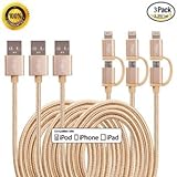 (3Pack) Miger 3.3Ft/1M 2in1 Tangle Free Lightning and Micro USB Nylon Braided Charging/Sync Cables for iPhone 6s,6,5s, iPad/iPod,Samsung Galaxy, Sony, Nexus, Nokia,HTC & more.