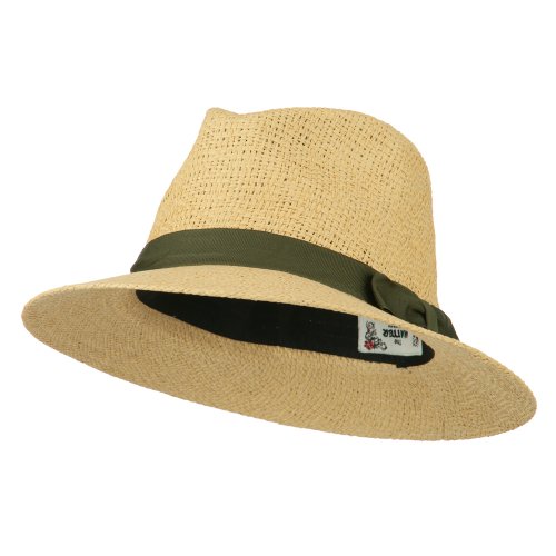 Panama Hat With Color Band - Olive OSFM