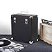 Retround Vintage Retro Vinyl Leather Record Holder Case, LP Storage Carrying Case for 78 RPM, 45 RPM, 33 RPM Standard Size Vinyl Records Collections Storage Organizer Display Box-12 in Leather Black