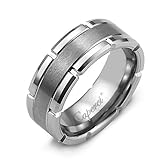 Caperci 8mm Contemporary Comfort Fit Tungsten Wedding Band Rings for Men