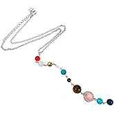 COLORFUL BLING Universe Galaxy the Eight Planets Pendant Necklace Guardian Star Space Sun Moon Star Celestial Necklace in the Solar System for Women Gifts