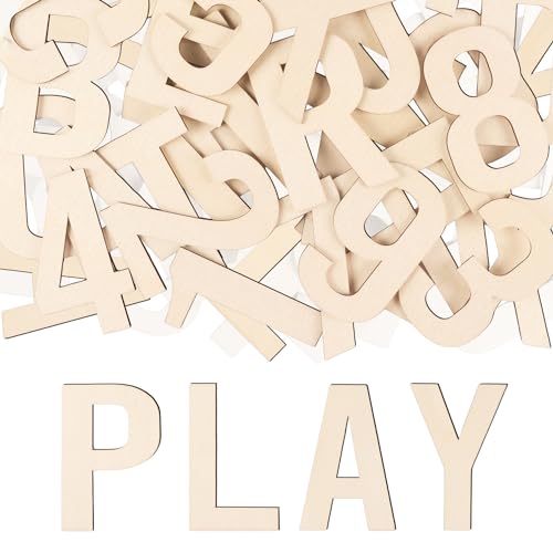 Wooden Letters 6 Inch for Crafts, 72 Pcs Small Wood Alphabet Letters and Numbers Unfinished Wooden Letters Cutouts for Painting DIY Project Wall Decor Nursery Room Home Decorations
