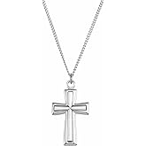 Sonia Jewels Solid 925 Sterling Silver Cross Crucifix Charm Pendant Chain Necklace (39mm x 21mm)
