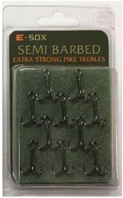 Drennan E-Sox Exra Strong Treble Hook Semi Barbed Size 4 Pike Fishing