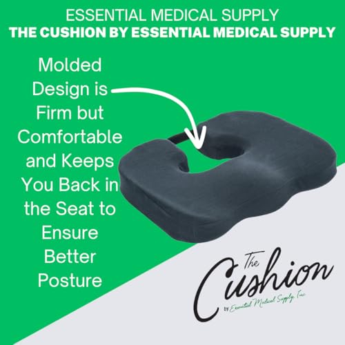 Essential Medical Supply The Cushion by Essential Medical Supply - The Only 3-in-1 Contour Molded Comfort Support, Coccyx Tailbone and Donut Cushion for Wheelchairs, The Car, The Office and More