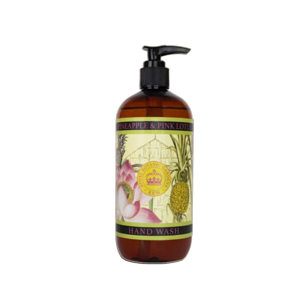 The English Soap Company Kew Gardens Hand Wash, Refreshing Botanical Wash with a Rich Lather, Enriched with Soothing Aloe Vera and Vitamin E, Pineapple and Pink Lotus Scent 500ml