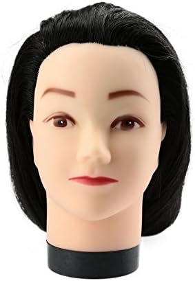 23" Black Hairdresser Training Dummy Head Model with Long Hair + Clamp Hairdressing Styling Practice Head Set