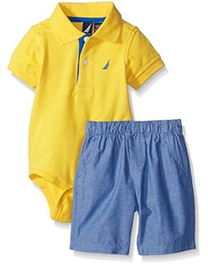 Nautica Baby Boys' 2 Piece Bodysuit Short Set