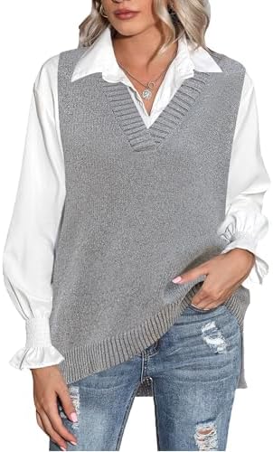 Amazon.com: Kelsiop Fall Winter V Neck Cashmere Knit Vest Women's