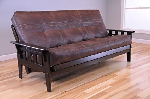 Wooden Futon Mission Style Espresso Java Dark Brown Wood Frame with Full Size Mattress and Optional Drawers for Storage
