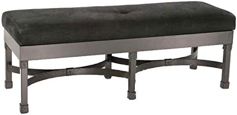 Stone Country Ironworks Cedarvale Iron Bench, Standard Faux Leather in Camel Tan Leather