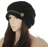 ANDI ROSETM Slouch Beanies Button Hats Knitted Crochet Baggy Skullies Beret Cap Hat for Women Winter Ski Party