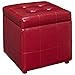 Modway Volt Tufted Faux Leather Square Storage Ottoman Cube In Red