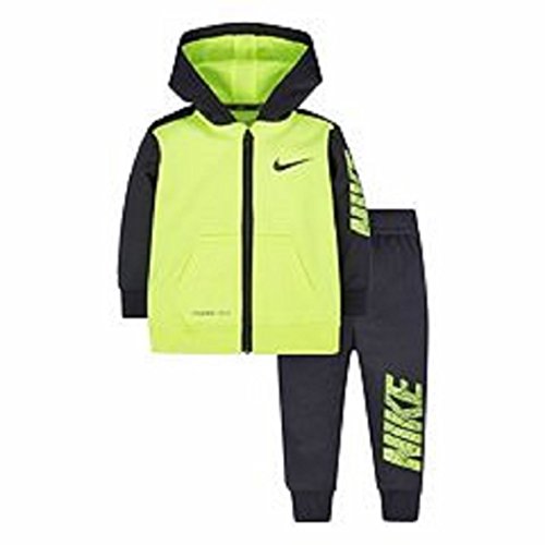 Baby boy nike therma-fit fleece hoodie & pants set, black vol…