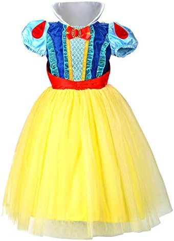 Girls Princess Costumes Dresses Fancy Snow White Dress up Kids Halloween Cosplay Dresses for Ages 2-8 Years