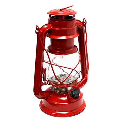 Gerson 9.5-Inch Red Metal 15 LED Hurricane Lantern with Dimmer Switch